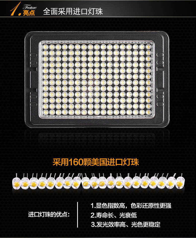 Tolifo圖立方PT-C-160S魅影LED機頂補光燈單調(diào)光